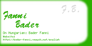 fanni bader business card